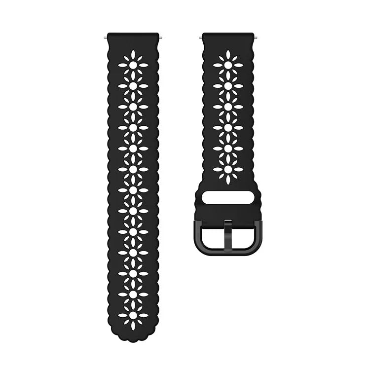 For Samsung Galaxy Watch3 45mm/Huawei Watch GT 3 Pro 46mm/Garmin Venu 2 Soft Silicone Sport Strap 22mm Hollowed-out Plum Blossom Replacement Wristband
