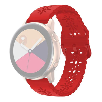 For Samsung Galaxy Watch3 45mm/Huawei Watch GT 3 Pro 46mm/Garmin Venu 2 Soft Silicone Sport Strap 22mm Hollowed-out Plum Blossom Replacement Wristband
