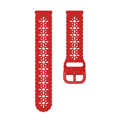 For Samsung Galaxy Watch3 45mm/Huawei Watch GT 3 Pro 46mm/Garmin Venu 2 Soft Silicone Sport Strap 22mm Hollowed-out Plum Blossom Replacement Wristband