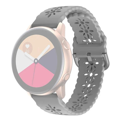 For Samsung Galaxy Watch3 45mm/Huawei Watch GT 3 Pro 46mm/Garmin Venu 2 Soft Silicone Sport Strap 22mm Hollowed-out Plum Blossom Replacement Wristband
