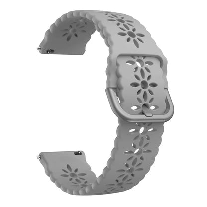 For Samsung Galaxy Watch3 45mm/Huawei Watch GT 3 Pro 46mm/Garmin Venu 2 Soft Silicone Sport Strap 22mm Hollowed-out Plum Blossom Replacement Wristband