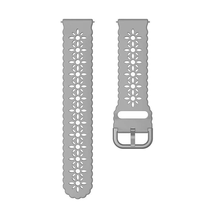 For Samsung Galaxy Watch3 45mm/Huawei Watch GT 3 Pro 46mm/Garmin Venu 2 Soft Silicone Sport Strap 22mm Hollowed-out Plum Blossom Replacement Wristband