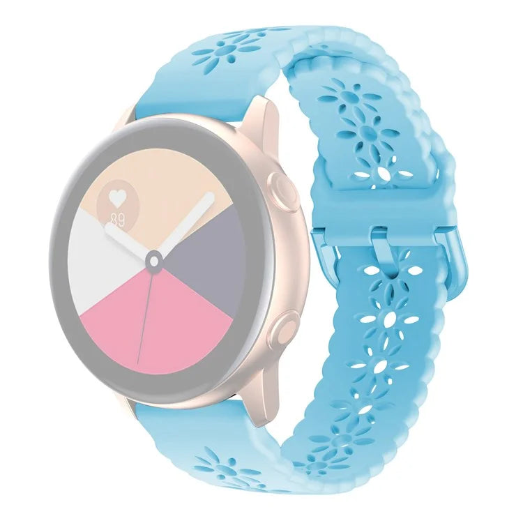 For Samsung Galaxy Watch3 45mm/Huawei Watch GT 3 Pro 46mm/Garmin Venu 2 Soft Silicone Sport Strap 22mm Hollowed-out Plum Blossom Replacement Wristband
