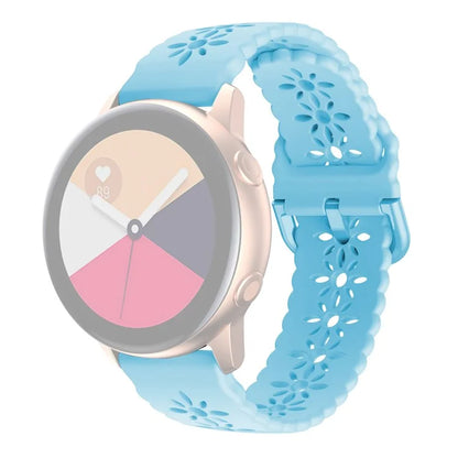 For Samsung Galaxy Watch3 45mm/Huawei Watch GT 3 Pro 46mm/Garmin Venu 2 Soft Silicone Sport Strap 22mm Hollowed-out Plum Blossom Replacement Wristband
