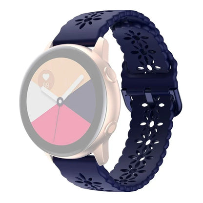 For Samsung Galaxy Watch3 45mm/Huawei Watch GT 3 Pro 46mm/Garmin Venu 2 Soft Silicone Sport Strap 22mm Hollowed-out Plum Blossom Replacement Wristband