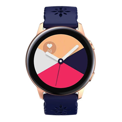 For Samsung Galaxy Watch3 45mm/Huawei Watch GT 3 Pro 46mm/Garmin Venu 2 Soft Silicone Sport Strap 22mm Hollowed-out Plum Blossom Replacement Wristband