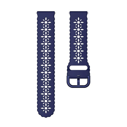 For Samsung Galaxy Watch3 45mm/Huawei Watch GT 3 Pro 46mm/Garmin Venu 2 Soft Silicone Sport Strap 22mm Hollowed-out Plum Blossom Replacement Wristband