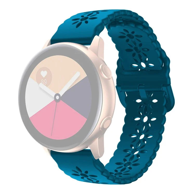 For Samsung Galaxy Watch3 45mm/Huawei Watch GT 3 Pro 46mm/Garmin Venu 2 Soft Silicone Sport Strap 22mm Hollowed-out Plum Blossom Replacement Wristband