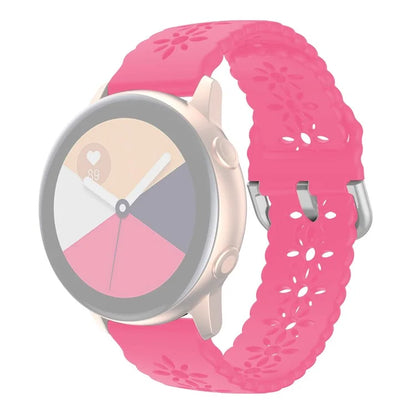 For Samsung Galaxy Watch3 45mm/Huawei Watch GT 3 Pro 46mm/Garmin Venu 2 Soft Silicone Sport Strap 22mm Hollowed-out Plum Blossom Replacement Wristband