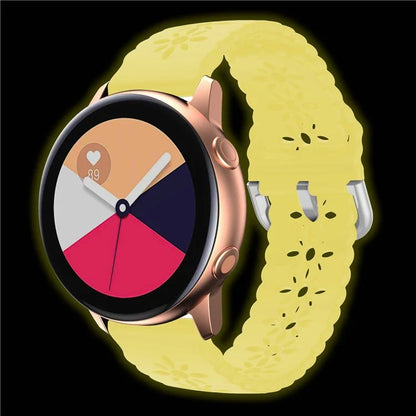 For Samsung Galaxy Watch3 45mm/Huawei Watch GT 3 Pro 46mm/Garmin Venu 2 Soft Silicone Sport Strap 22mm Hollowed-out Plum Blossom Replacement Wristband