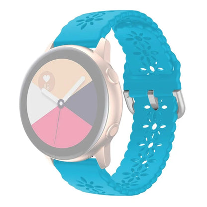 For Samsung Galaxy Watch3 45mm/Huawei Watch GT 3 Pro 46mm/Garmin Venu 2 Soft Silicone Sport Strap 22mm Hollowed-out Plum Blossom Replacement Wristband
