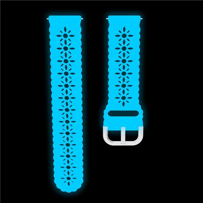 For Samsung Galaxy Watch3 45mm/Huawei Watch GT 3 Pro 46mm/Garmin Venu 2 Soft Silicone Sport Strap 22mm Hollowed-out Plum Blossom Replacement Wristband