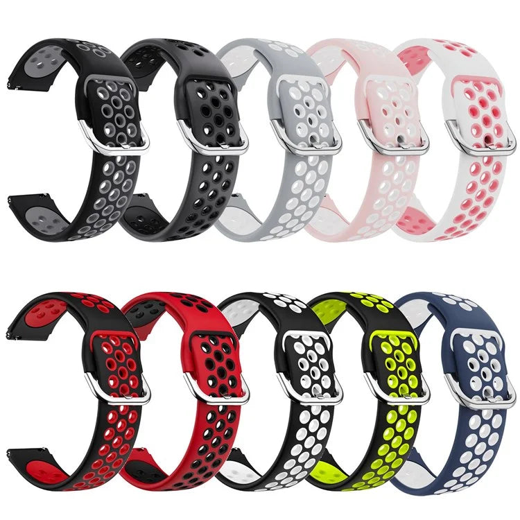 For Haylou Solar LS01 / ID205 / Willful SW021 Silicone Watch Band 19mm Adjustable Dual Color Replacement Strap
