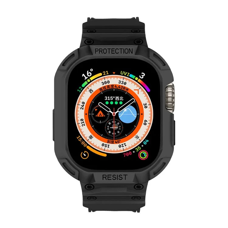For Apple Watch Ultra 49mm Replacement Strap Adjustable Silicone Wrist Band Integrated with Watch Case