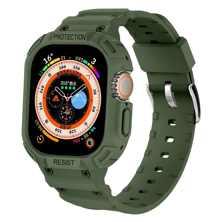 For Apple Watch Ultra 49mm Replacement Strap Adjustable Silicone Wrist Band Integrated with Watch Case