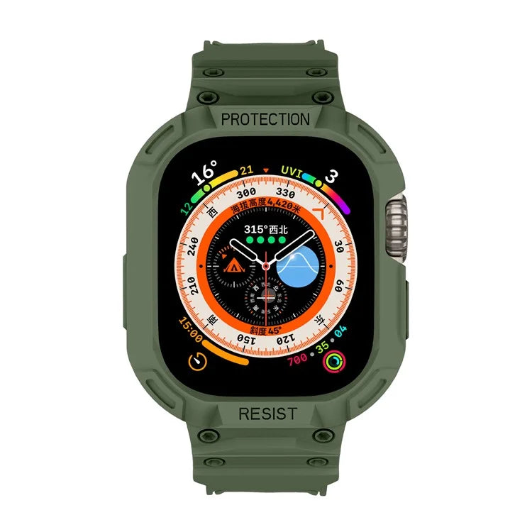 For Apple Watch Ultra 49mm Replacement Strap Adjustable Silicone Wrist Band Integrated with Watch Case