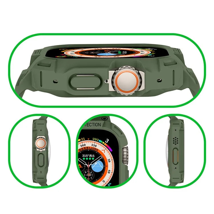 For Apple Watch Ultra 49mm Replacement Strap Adjustable Silicone Wrist Band Integrated with Watch Case