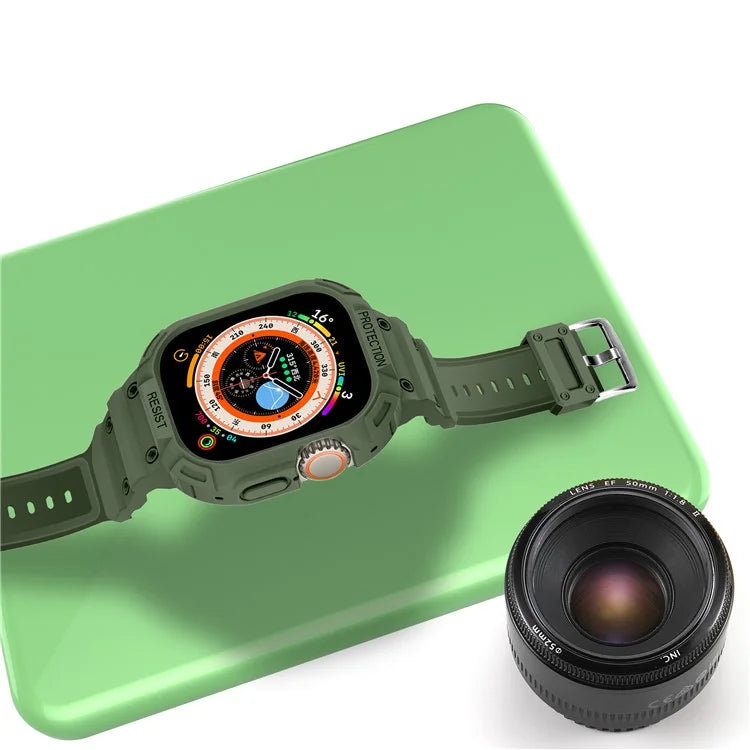 For Apple Watch Ultra 49mm Replacement Strap Adjustable Silicone Wrist Band Integrated with Watch Case