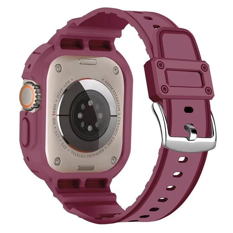 For Apple Watch Ultra 49mm Replacement Strap Adjustable Silicone Wrist Band Integrated with Watch Case