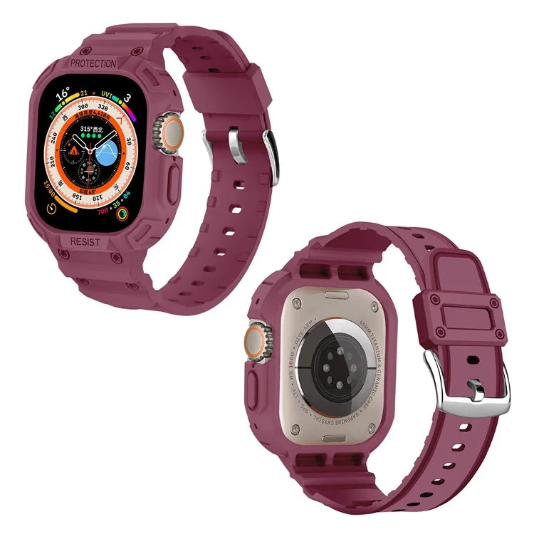 For Apple Watch Ultra 49mm Replacement Strap Adjustable Silicone Wrist Band Integrated with Watch Case