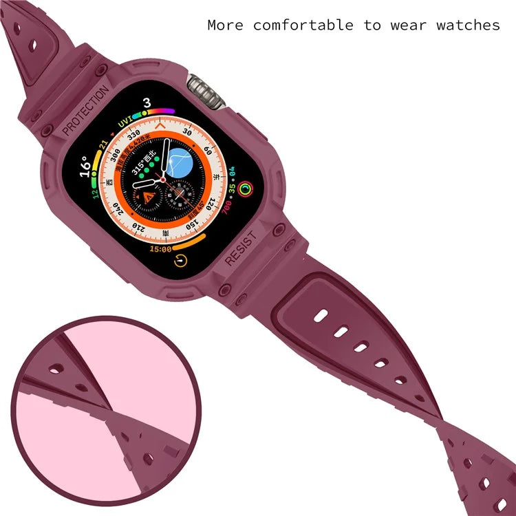 For Apple Watch Ultra 49mm Replacement Strap Adjustable Silicone Wrist Band Integrated with Watch Case