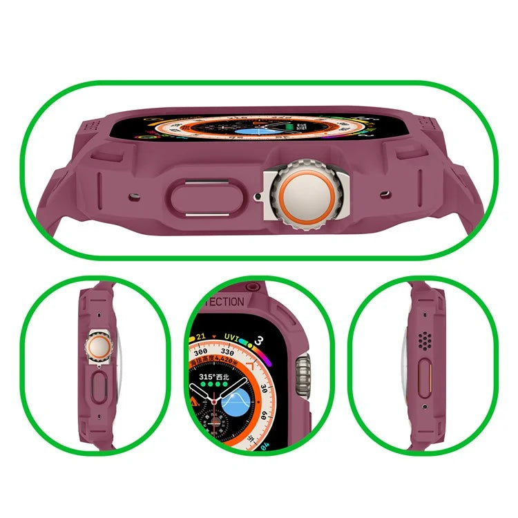 For Apple Watch Ultra 49mm Replacement Strap Adjustable Silicone Wrist Band Integrated with Watch Case