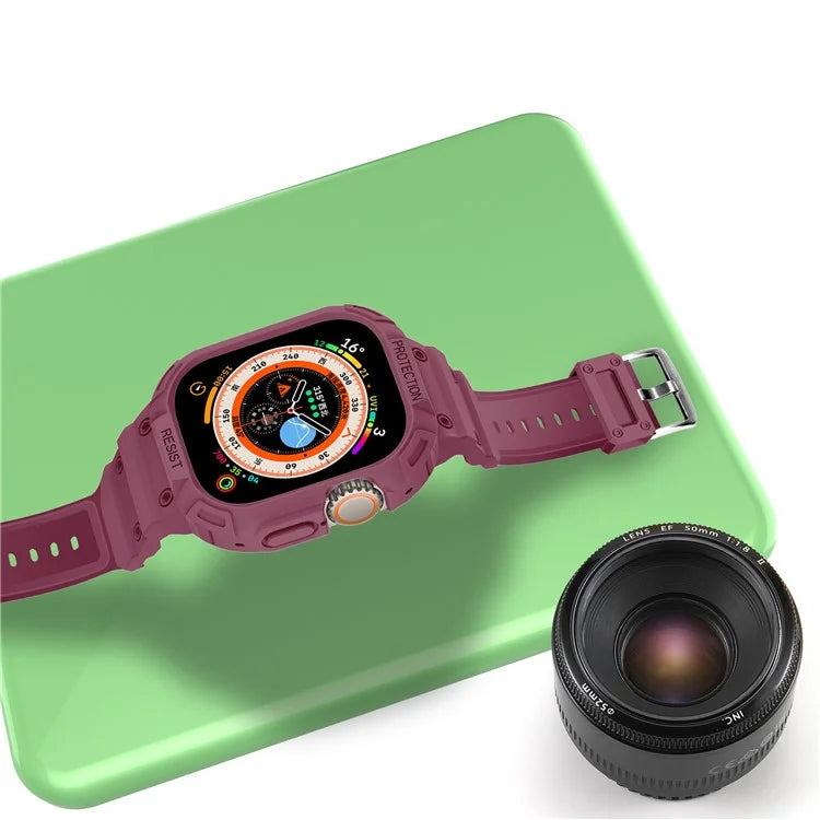 For Apple Watch Ultra 49mm Replacement Strap Adjustable Silicone Wrist Band Integrated with Watch Case
