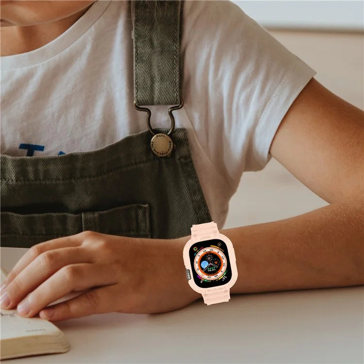 For Apple Watch Ultra 49mm Replacement Strap Adjustable Silicone Wrist Band Integrated with Watch Case