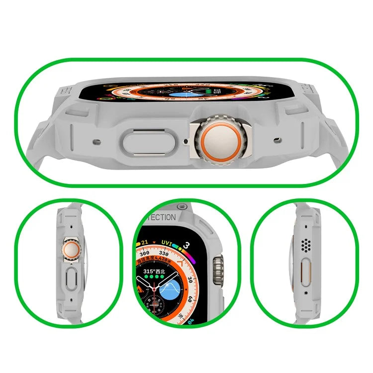 For Apple Watch Ultra 49mm Replacement Strap Adjustable Silicone Wrist Band Integrated with Watch Case