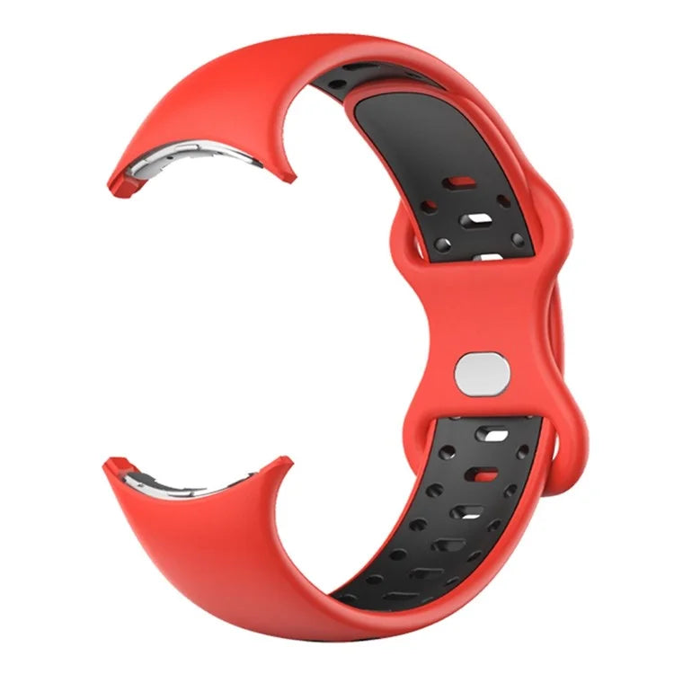 For Google Pixel Watch Dual Color Replacement Wrist Strap Silicone Adjustable Watch Band, S Size