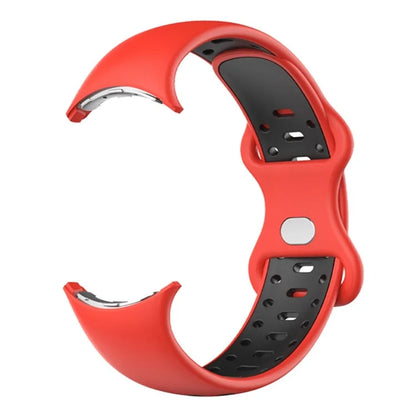 For Google Pixel Watch Dual Color Replacement Wrist Strap Silicone Adjustable Watch Band, S Size