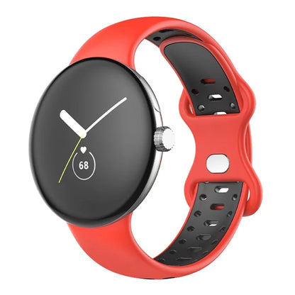 For Google Pixel Watch Dual Color Replacement Wrist Strap Silicone Adjustable Watch Band, S Size
