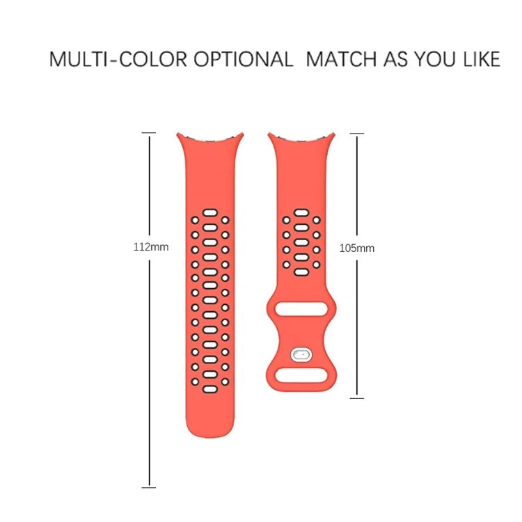For Google Pixel Watch Dual Color Replacement Wrist Strap Silicone Adjustable Watch Band, S Size