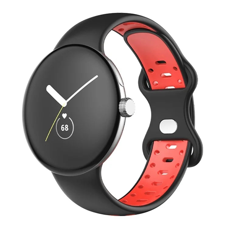 For Google Pixel Watch Dual Color Replacement Wrist Strap Silicone Adjustable Watch Band, S Size