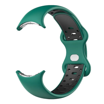 For Google Pixel Watch Dual Color Replacement Wrist Strap Silicone Adjustable Watch Band, S Size