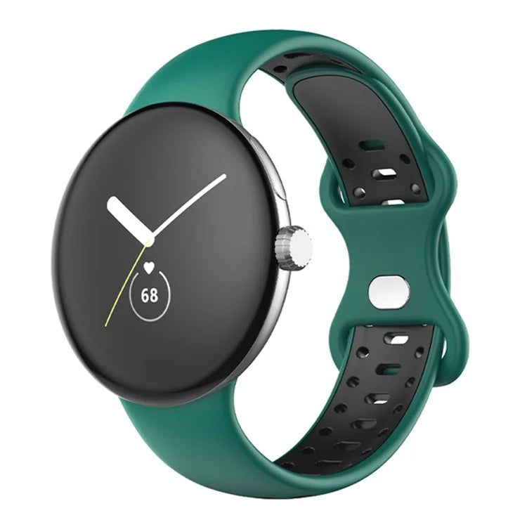 For Google Pixel Watch Dual Color Replacement Wrist Strap Silicone Adjustable Watch Band, S Size