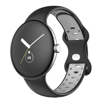 For Google Pixel Watch Dual Color Replacement Wrist Strap Silicone Adjustable Watch Band, S Size