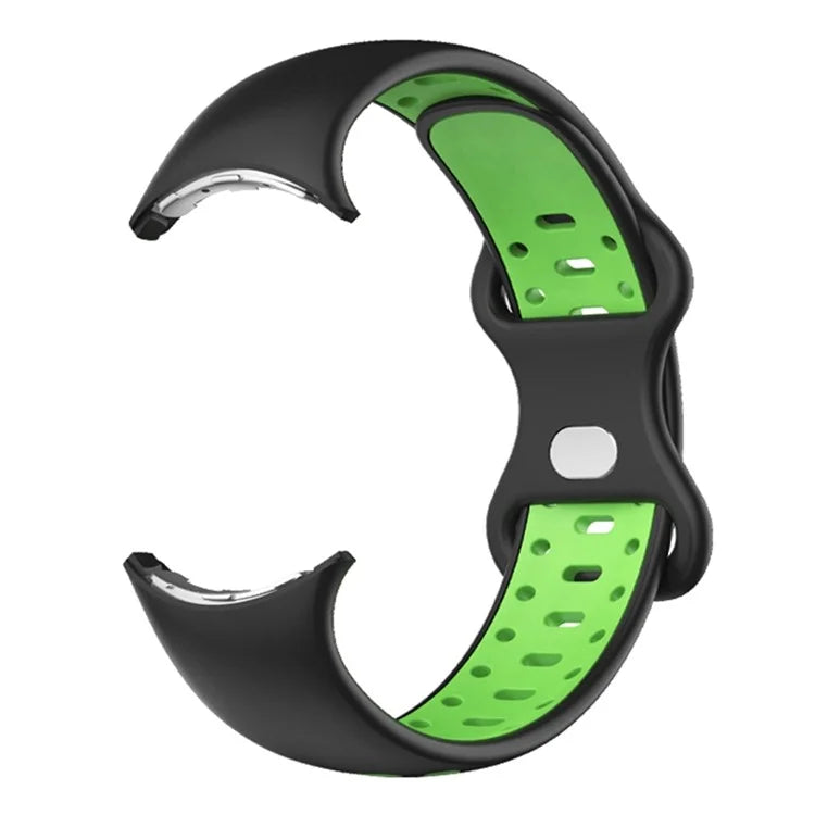 For Google Pixel Watch Dual Color Replacement Wrist Strap Silicone Adjustable Watch Band, S Size