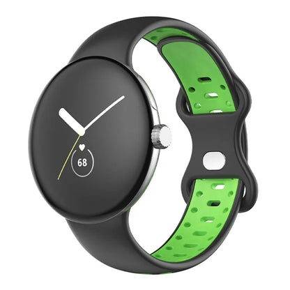 For Google Pixel Watch Dual Color Replacement Wrist Strap Silicone Adjustable Watch Band, S Size