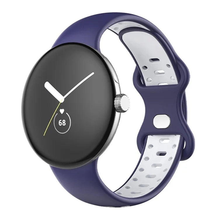 For Google Pixel Watch Dual Color Replacement Wrist Strap Silicone Adjustable Watch Band, S Size