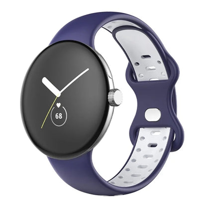 For Google Pixel Watch Dual Color Replacement Wrist Strap Silicone Adjustable Watch Band, S Size