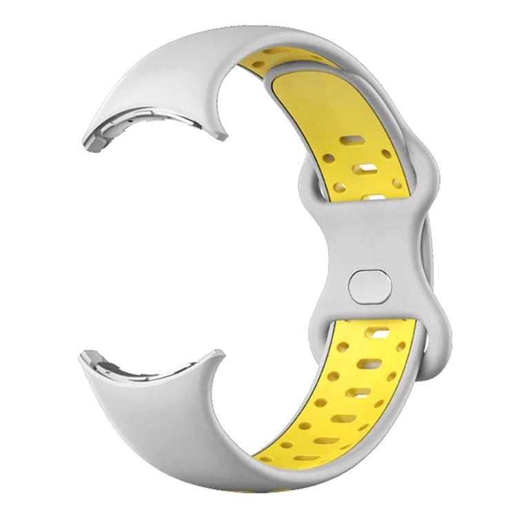 For Google Pixel Watch Dual Color Replacement Wrist Strap Silicone Adjustable Watch Band, S Size