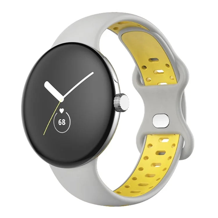 For Google Pixel Watch Dual Color Replacement Wrist Strap Silicone Adjustable Watch Band, S Size