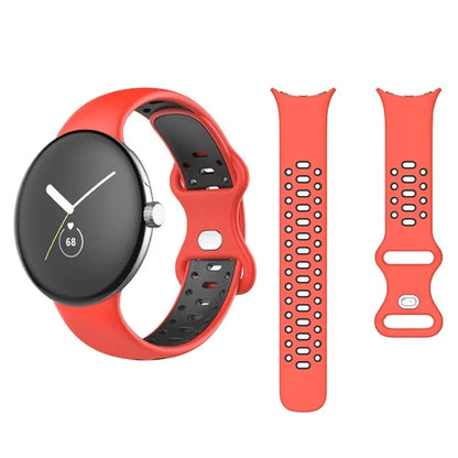 For Google Pixel Watch Dual Color Replacement Wrist Strap Silicone Adjustable Watch Band, S Size