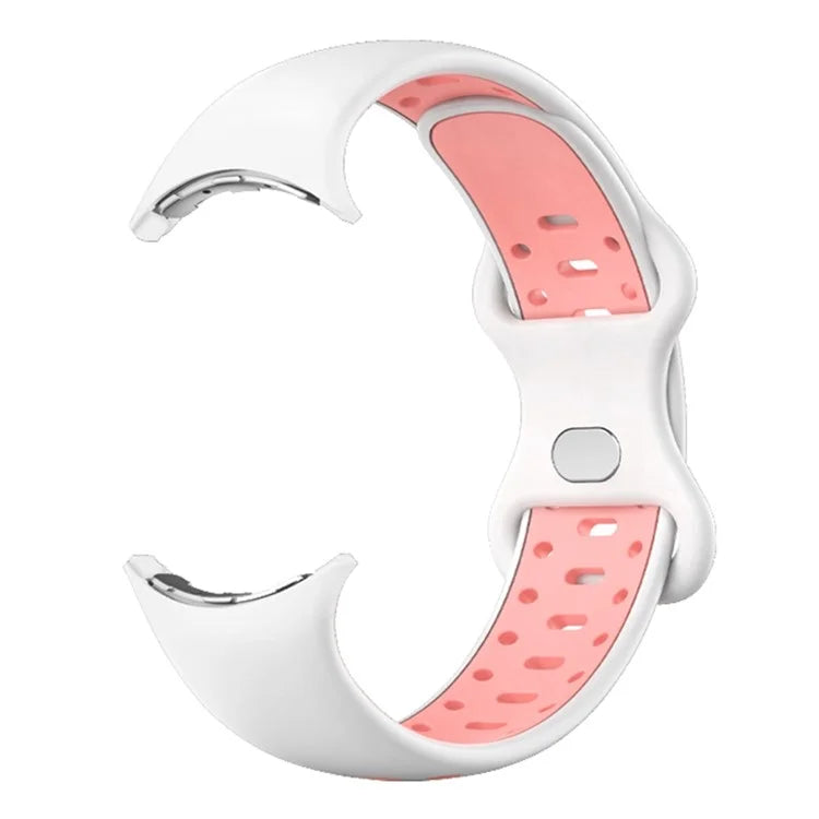 For Google Pixel Watch Dual Color Replacement Wrist Strap Silicone Adjustable Watch Band, S Size