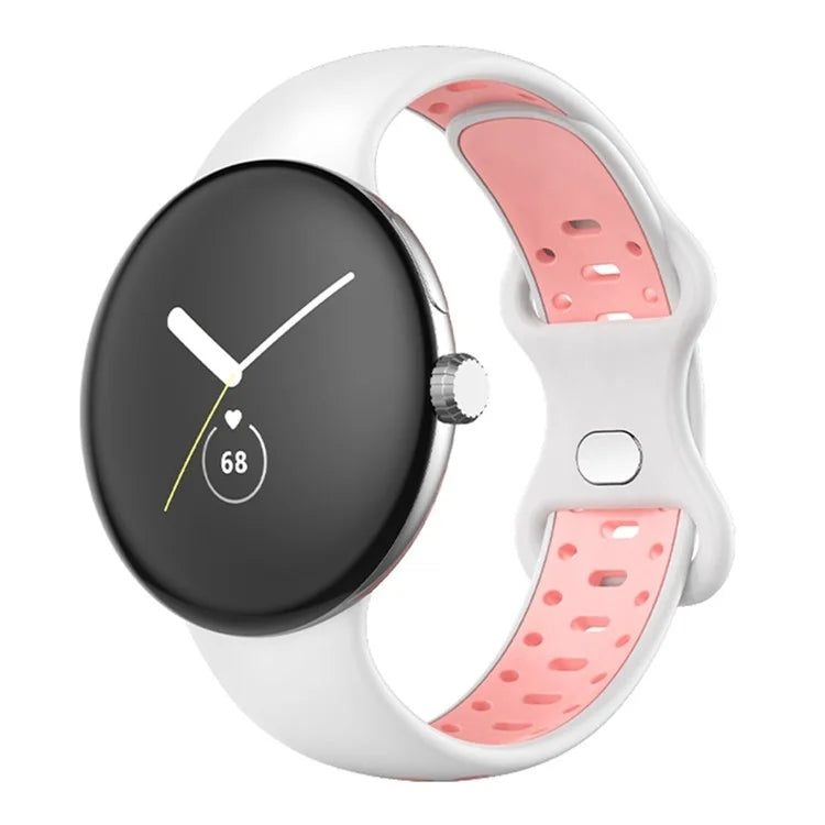 For Google Pixel Watch Dual Color Replacement Wrist Strap Silicone Adjustable Watch Band, S Size
