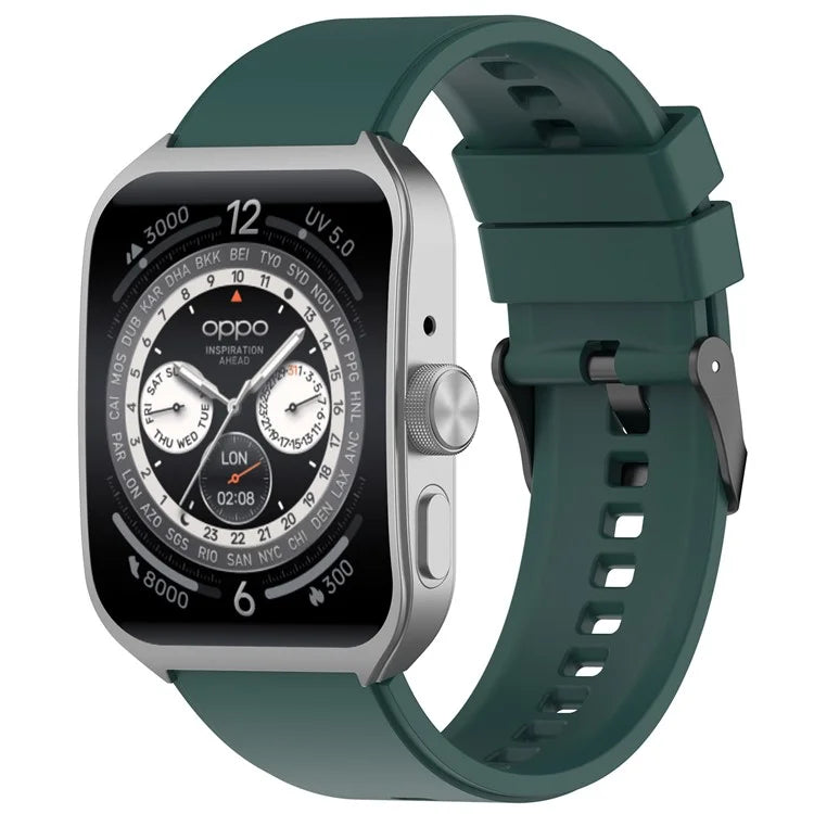 For Oppo Watch 4 Pro Silicone Watch Band 22mm Adjustable Strapish Green