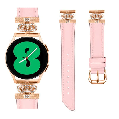 For Huami Amazfit Cheetah Pro Rose Gold Buckle 20mm Watch Band Crown Rhinestone Watch Strap