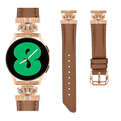 For Huami Amazfit Cheetah Pro Rose Gold Buckle 20mm Watch Band Crown Rhinestone Watch Strap