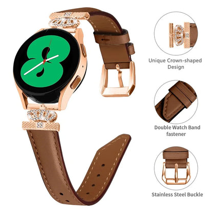 For Huami Amazfit Cheetah Pro Rose Gold Buckle 20mm Watch Band Crown Rhinestone Watch Strap